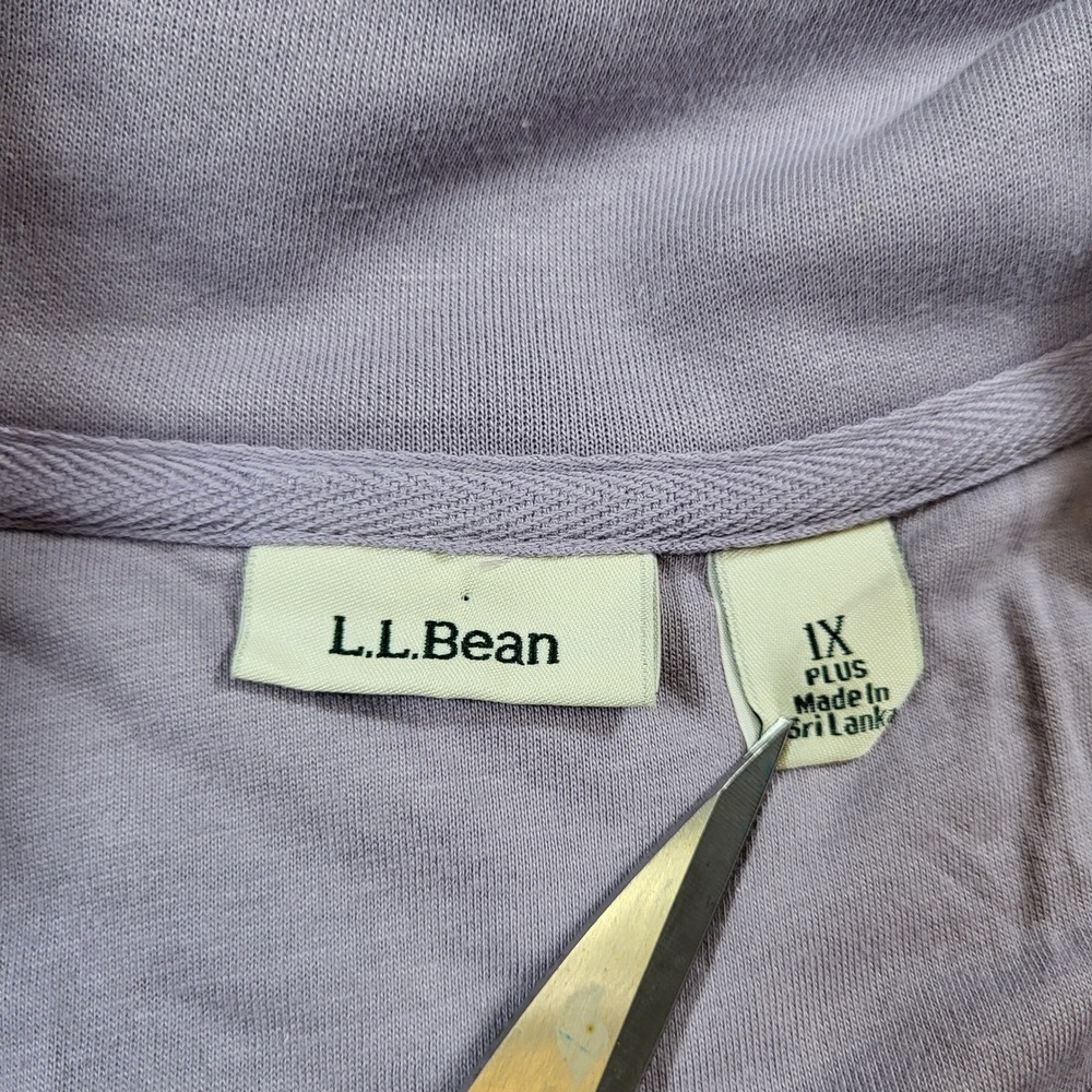 LL Bean Womens 1X Plus Quilted Quarter Zip Pullover Lavender Purple Pockets - Picture 8 of 12